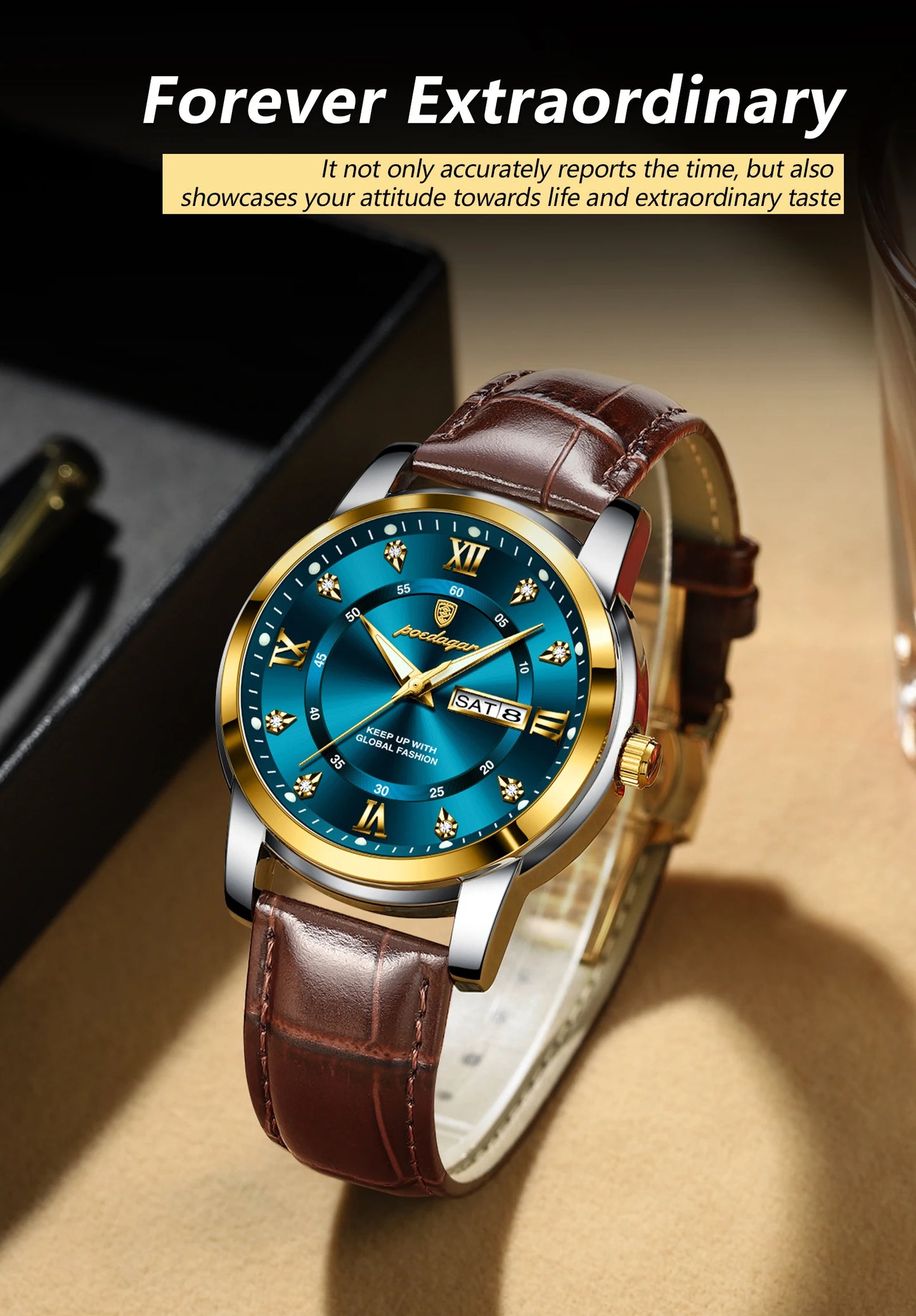 POEDAGAR Luxury Business Men Watch (montre)