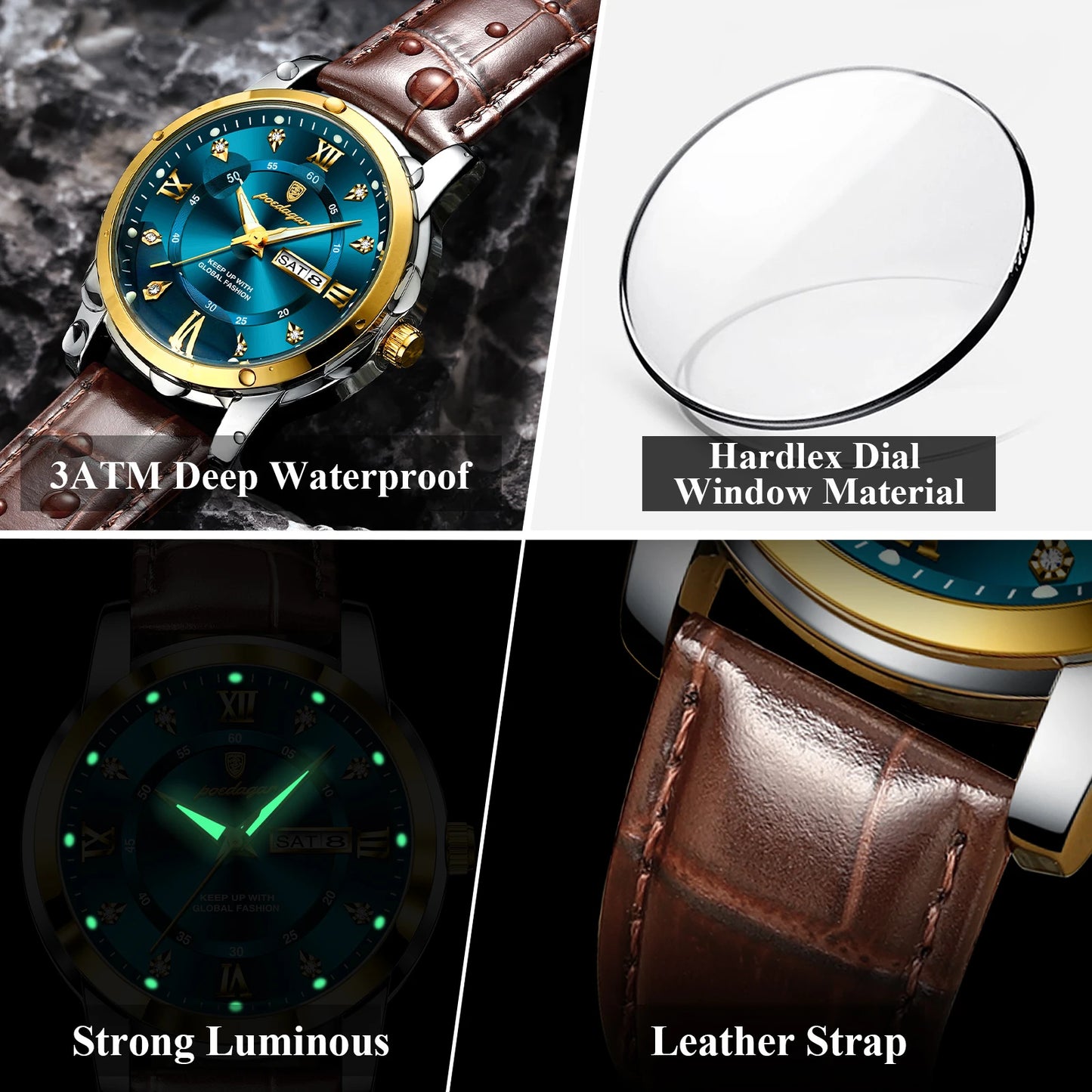 POEDAGAR Luxury Business Men Watch (montre)