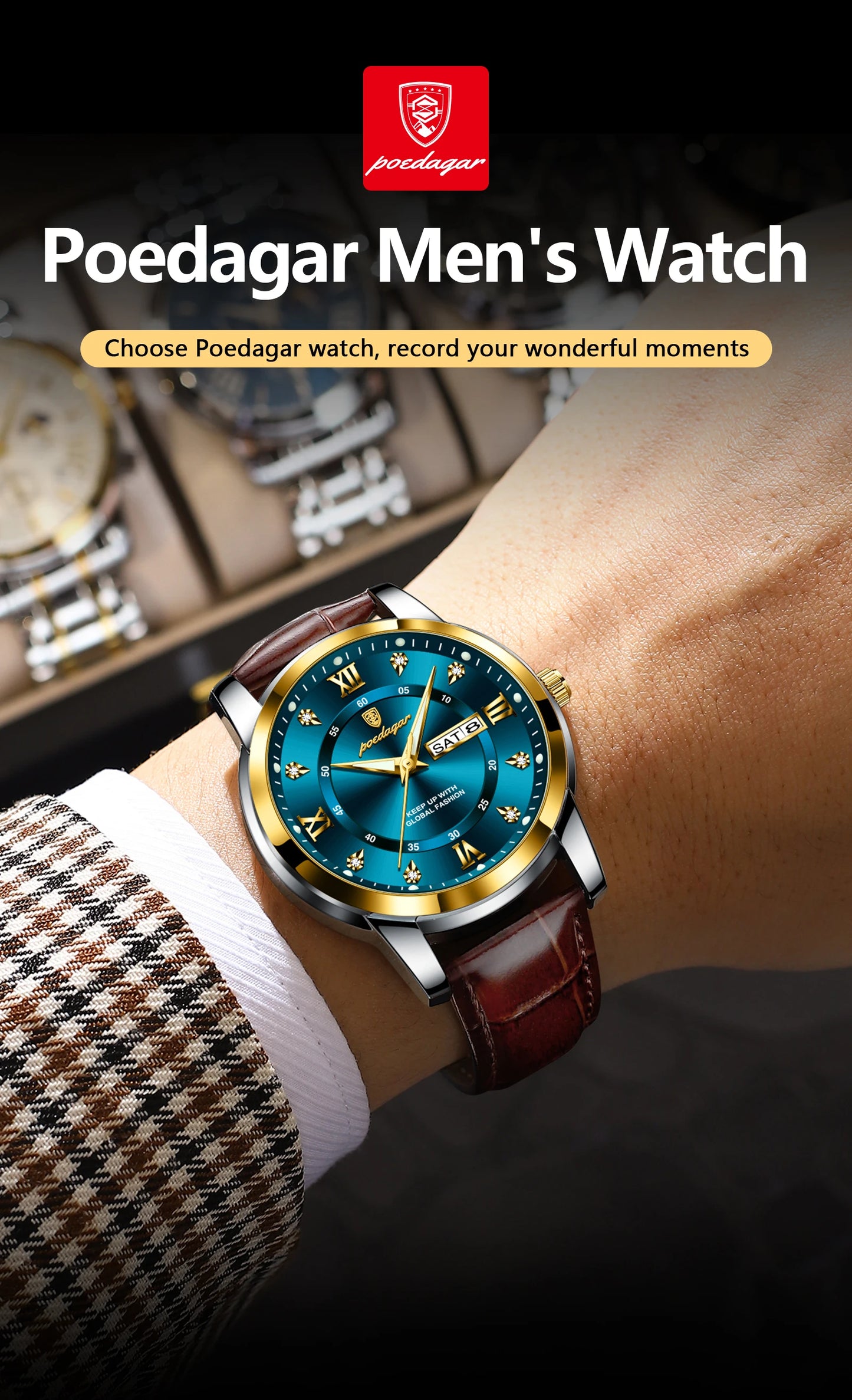 POEDAGAR Luxury Business Men Watch (montre)